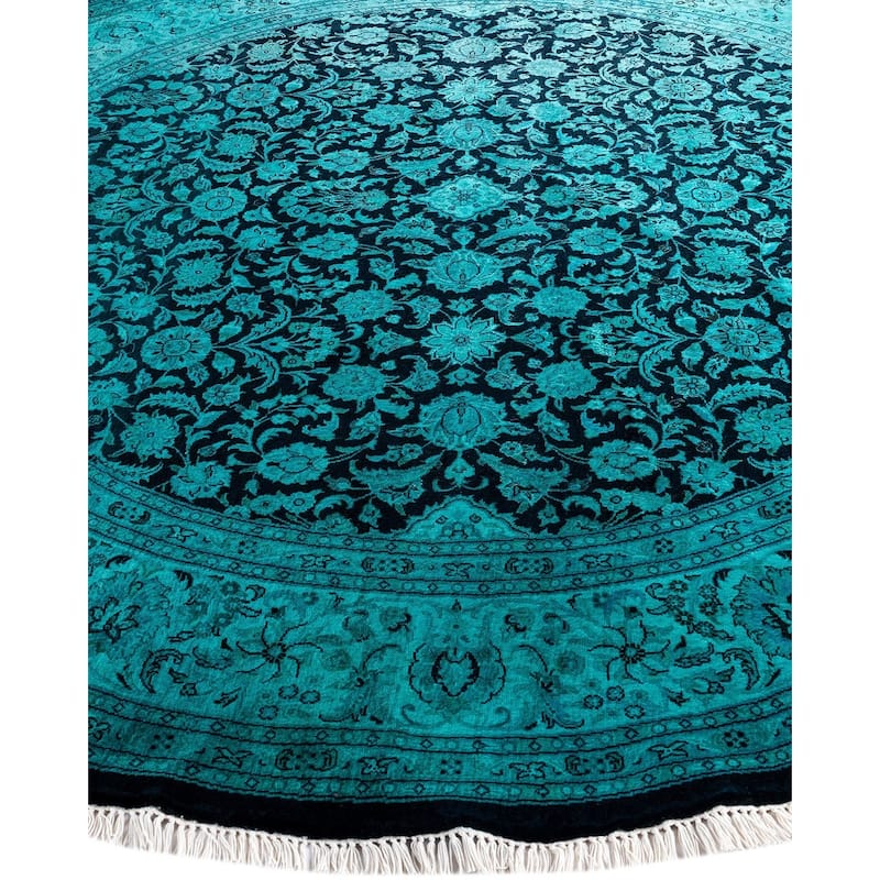 Fine Vibrance, One-of-a-Kind Hand-Knotted Area Rug - Green, 6' 7" x 6' 9" - 6' 7" x 6' 9"