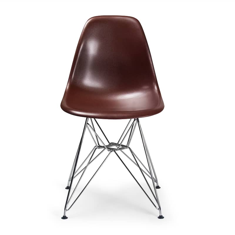 Paris Eiffel Dining Chairs Chrome Base - Brown