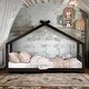preview thumbnail 1 of 21, Twin Size House Bed Wood Bed Kids Bed with Playhouse Design Espresso