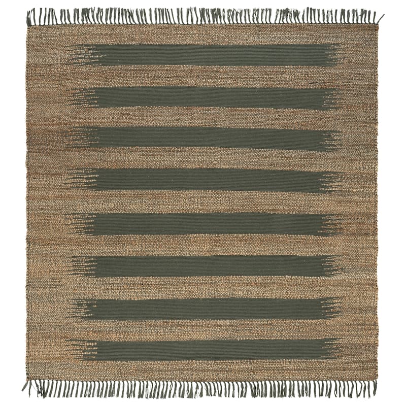 SAFAVIEH Handmade Natural Fiber Julietta Jute & Cotton Rug - 7' Square - Natural/Green