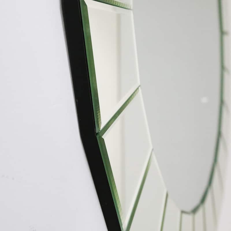 Modern Round Accent Wall Mirror Art Beveled Glass - 32"