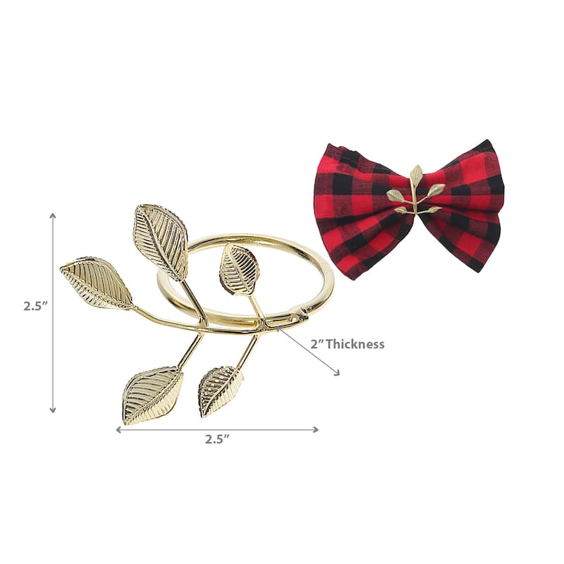 Gold Metal Leaf Napkin Ring - Set of 6
