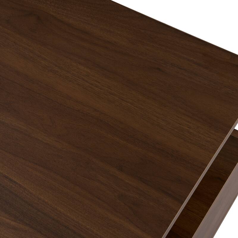 Modern White Rectangular LED Lights Coffee Table with 2 Drawers