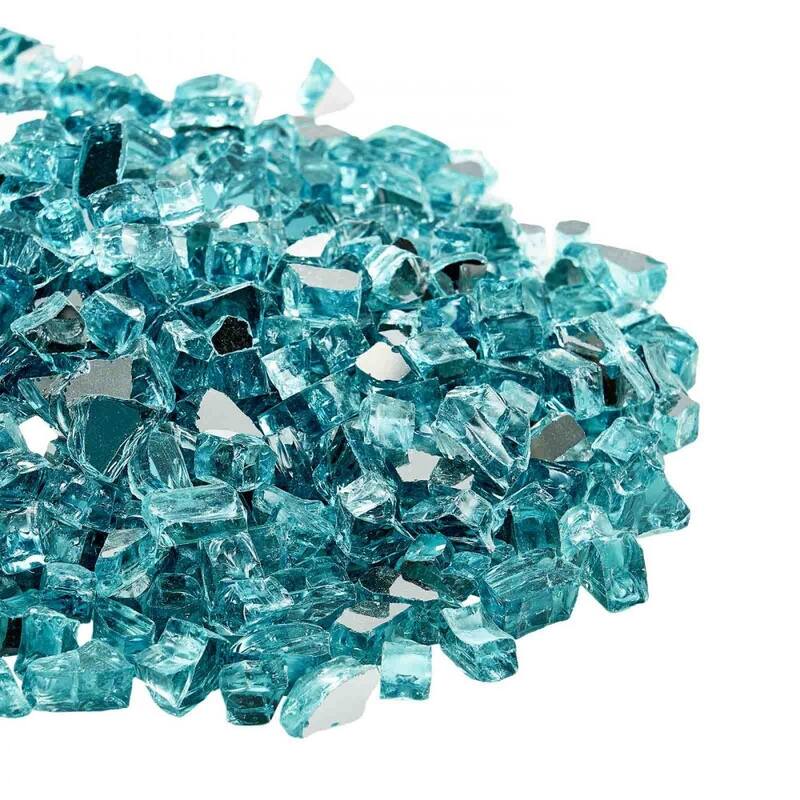 Aqua Blue Tempered Crushed Fire Glass 10 lbs. Heat-Resistant Decor - 1/2 inch
