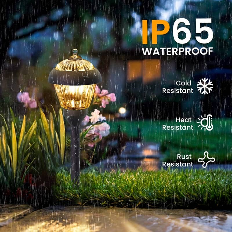 Solar Powered Bronze LED Metal Pathway Light, Waterproof for Patio, Garden - 4 Pack