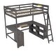 preview thumbnail 13 of 15, Contemporary Design Full Size Loft Bed with U-shaped Desk, Drawers and Multiple Storage Shelves, Study or Leisure Space, Brown