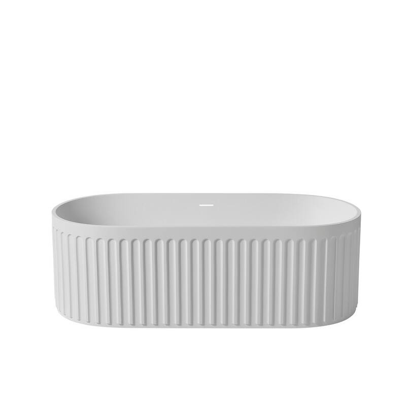 ABRUZZO 67" Freestanding Soaking Solid Surface Bathtub Stone Resin with Overflow and Pop-up Drain
