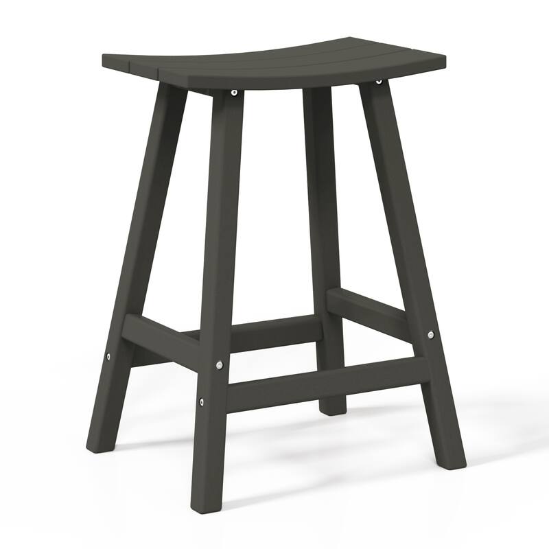 Laguna Hdpe All Weather Outdoor Patio 24" Saddle Seat Counter Stool (Set Of 2)