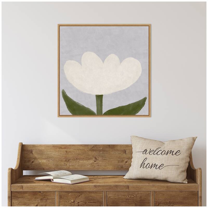 Kate and Laurel White Tulip by Gabrielly Guedes Framed Canvas Wall Art Print