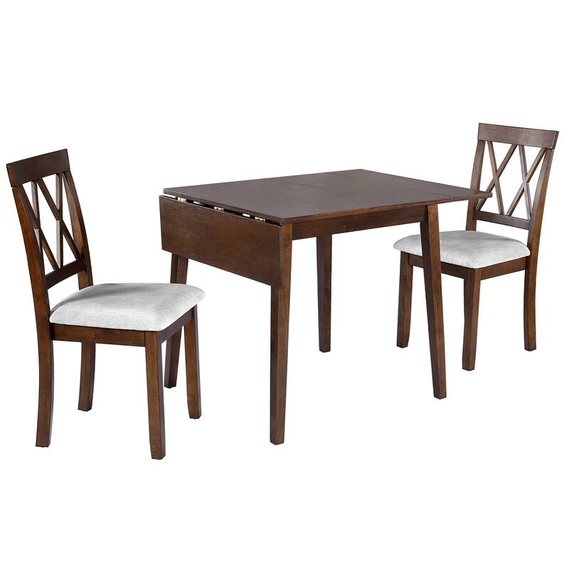 Roomfitters Foldable Dining Table Set, 5 Piece Drop Leaf Kitchen Table with 4 Upholstered Chairs, Space Saving Design
