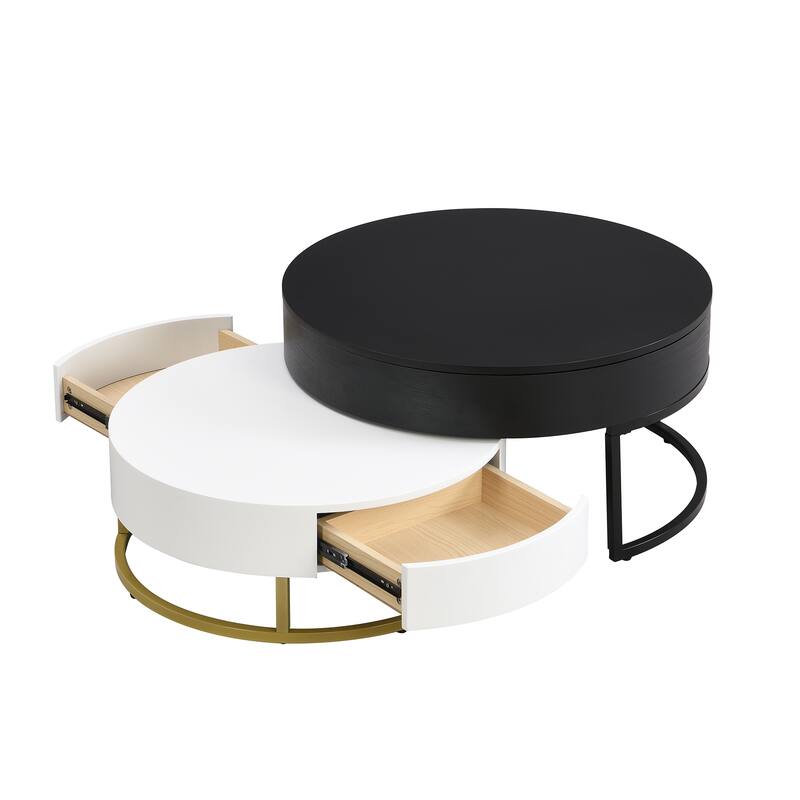 Modern Round Lift top Nesting Coffee Tables