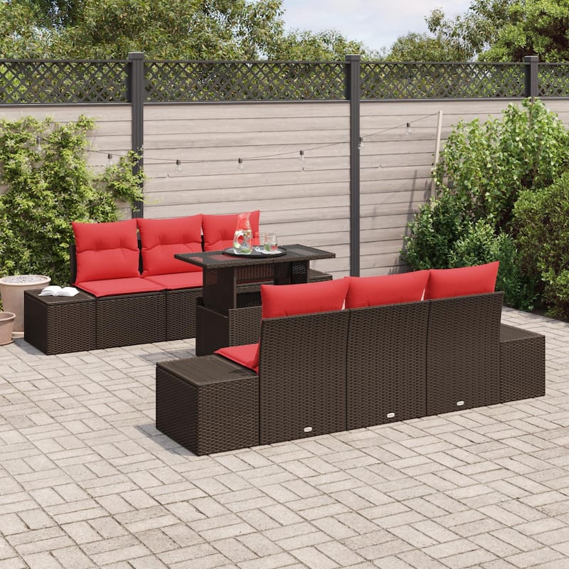 vidaXL 7 Piece Garden Sofa Set with Cushions - 94.1×24.4×27.2
