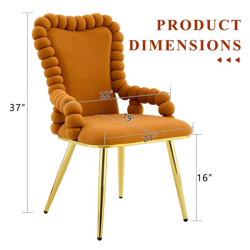 Dining Chairs Set of 2, Upholstered Dining Room Chairs with Metal Legs, Velvet Kitchen Chairs, Accent Chairs for Living Room