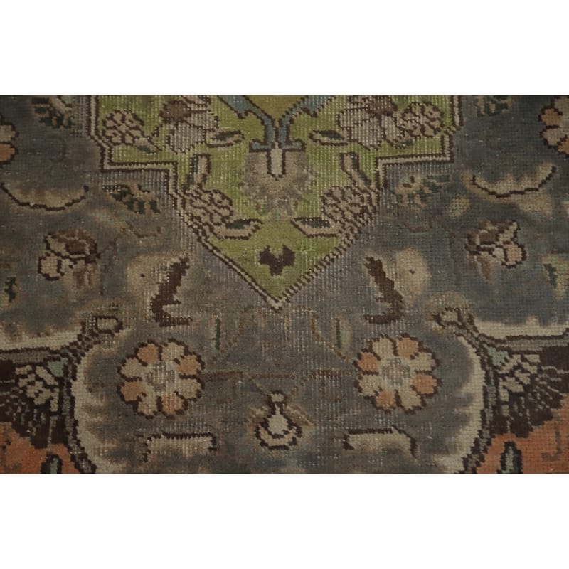 Hand Knotted Oriental 100% Wool Carpet Traditional Floral Oranges & Rust Tabriz Area Rug - 12' 7'' X 10' 1''