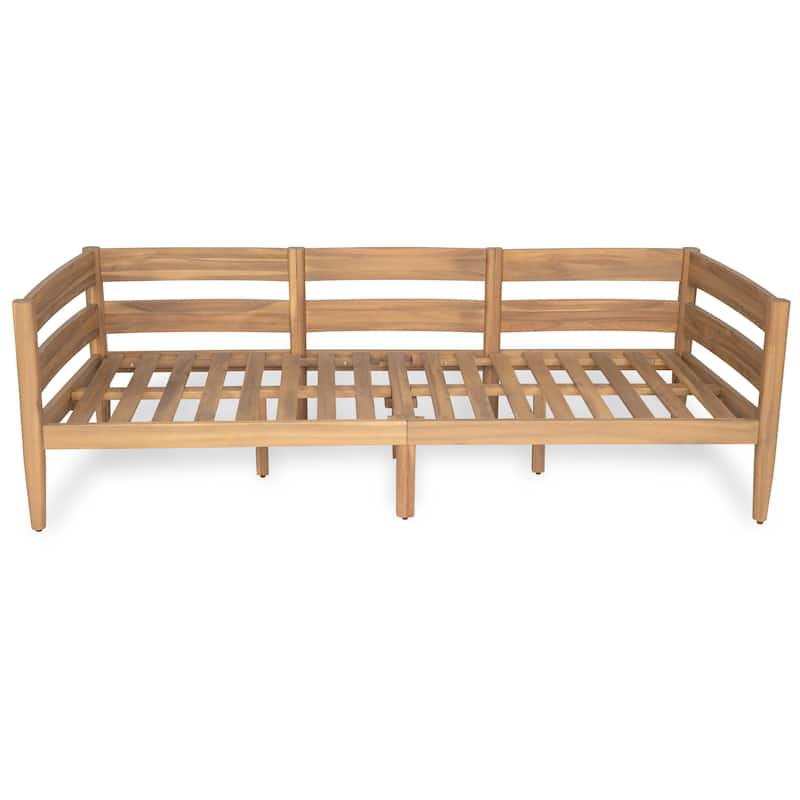 Christopher Knight Home- Maeve Outdoor Curved Acacia Wood 3 Seater Sofa