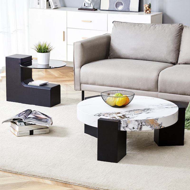 Roomfitters Detachable Double Layer Coffee Table with Modern Design, Space-Saving MDF Table for Versatile Use