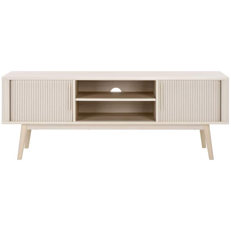 SAFAVIEH Aphra 2-Door 2-Shelf Entertainment Media Stand (Fits up to 65" Flatscreen TV) - 59 in. x 15.4 in. x 21.9 in. - White