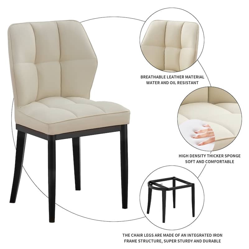 Checkered Faux Leather Upholstered Dining Chairs, Set of 2/4 - 33.7"H x 17.4"W x 17.4"D