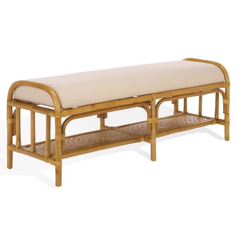 SAFAVIEH Couture Flanders Rattan Pole Bench - 53"W x 18"D x 20"H
