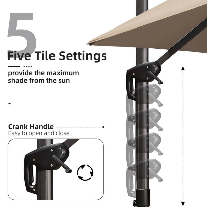 PURPLE LEAF 9 x 11.5 ft 360 Degree Rotation Patio Umbrella With Base