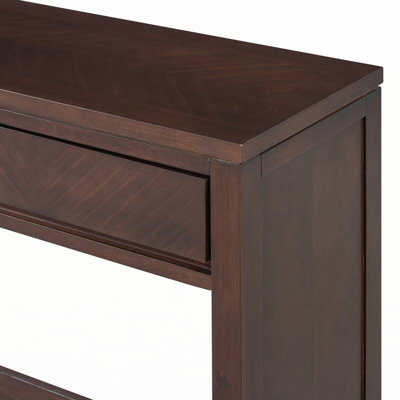 55" Rustic Wooden Entryway Console Table(Espresso)