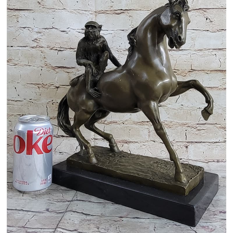 Horseback Monkey On My Back Riding Horse Bronze Statue Sculpture Figure By Milo 13 Inches X 13 Inches