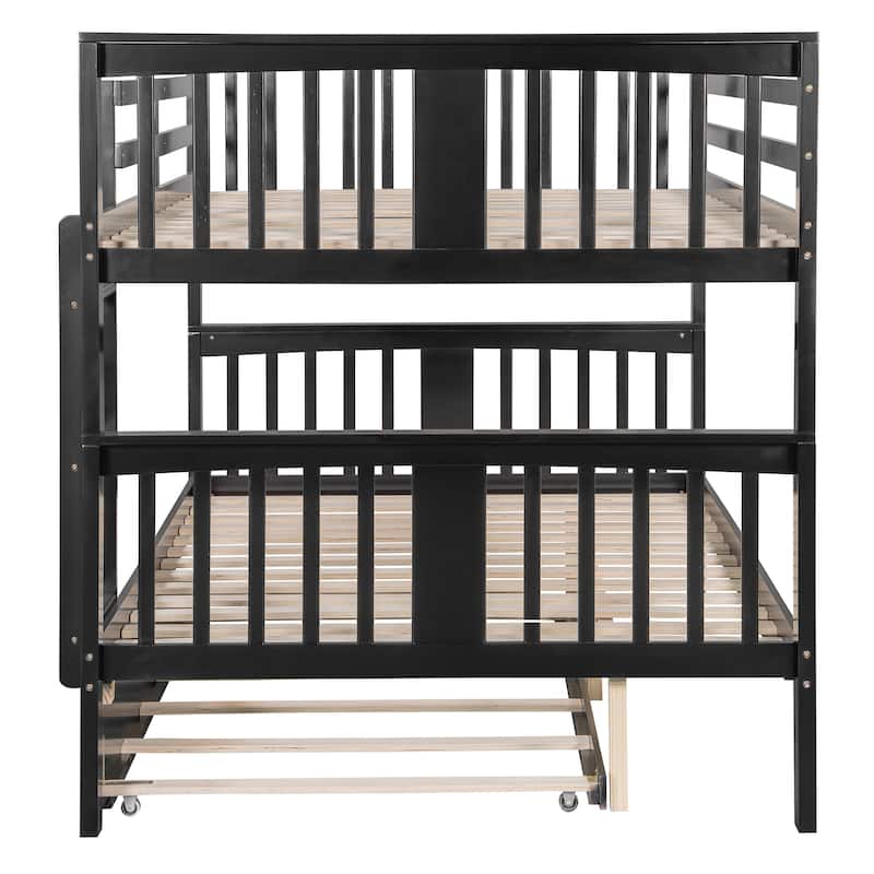 Full over Full Bunk Bed with Twin Size Trundle and Ladder