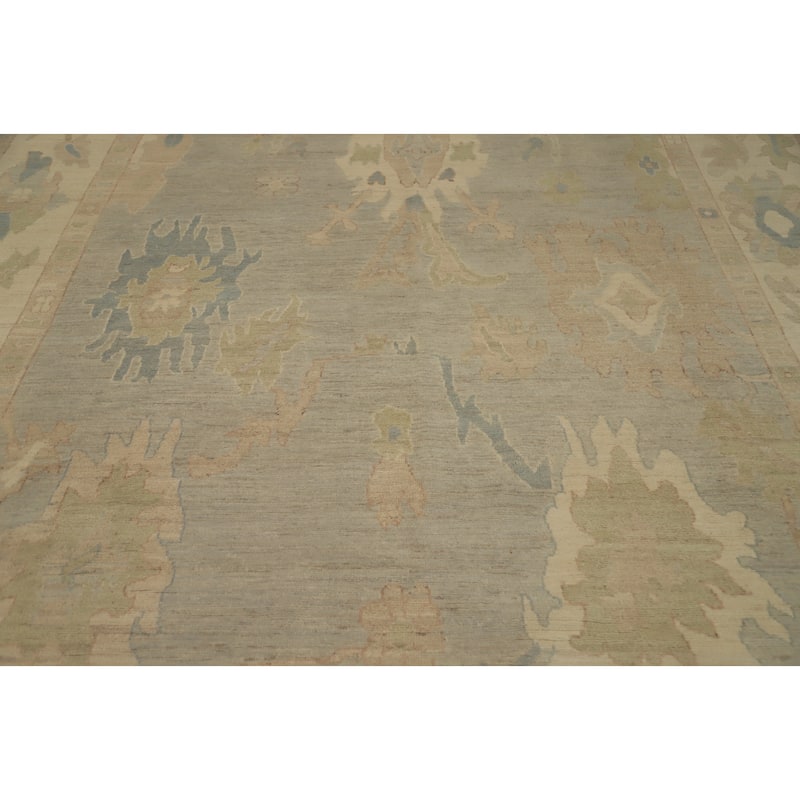 Hand Knotted Oriental 100% Wool Carpet Transitional All-Over Greys & Charcoal Oushak Area Rug - 10' 0'' X 8' 0''