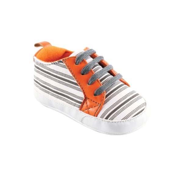 slide 1 of 1, Yoga Sprout Baby Boy Sneakers, Gray Stripe 0-6 Months - Gray Stripe