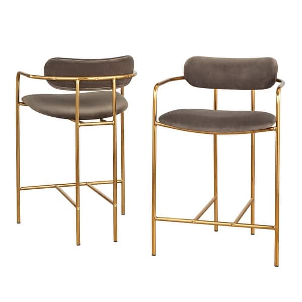 slide 2 of 7, Simple Living Retro Velvet Counter Stools (Set of 2) Grey
