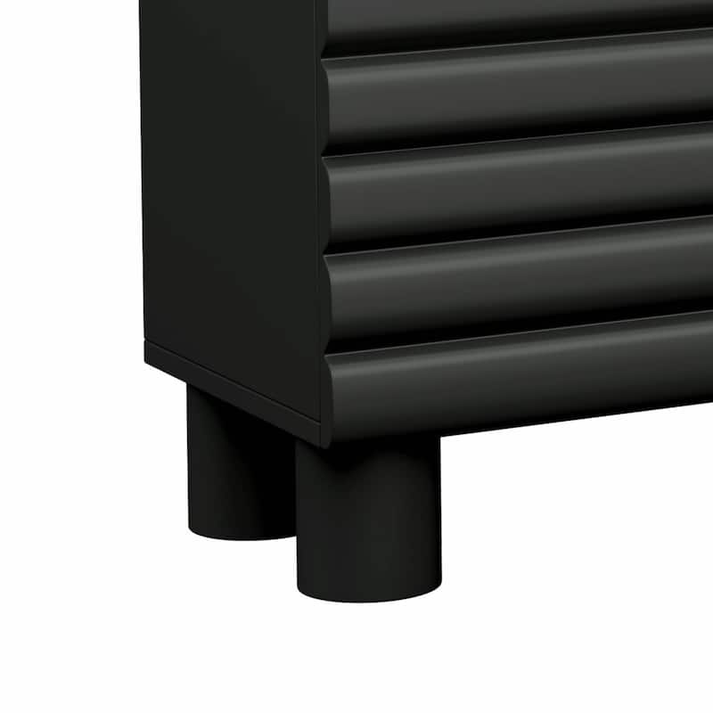 Stylish Thick Wavy Door TV Cabinet - Adjustable Shelves, TV Stand with 4 Cabinets for TVs Up to 75