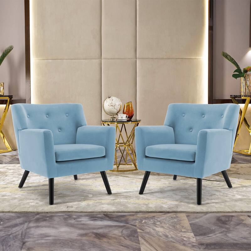 Velvet Upholstered Armchair Tufted Accent Chair, Set of 2 - 30.71"H x 28.35" W x 27.56"D