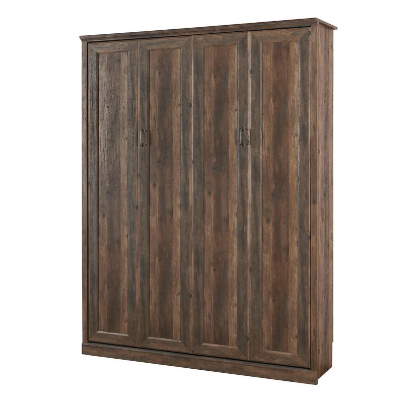 Half Self-Close and Open Murphy Bed with 2 Side Cabinet Storage Shelf