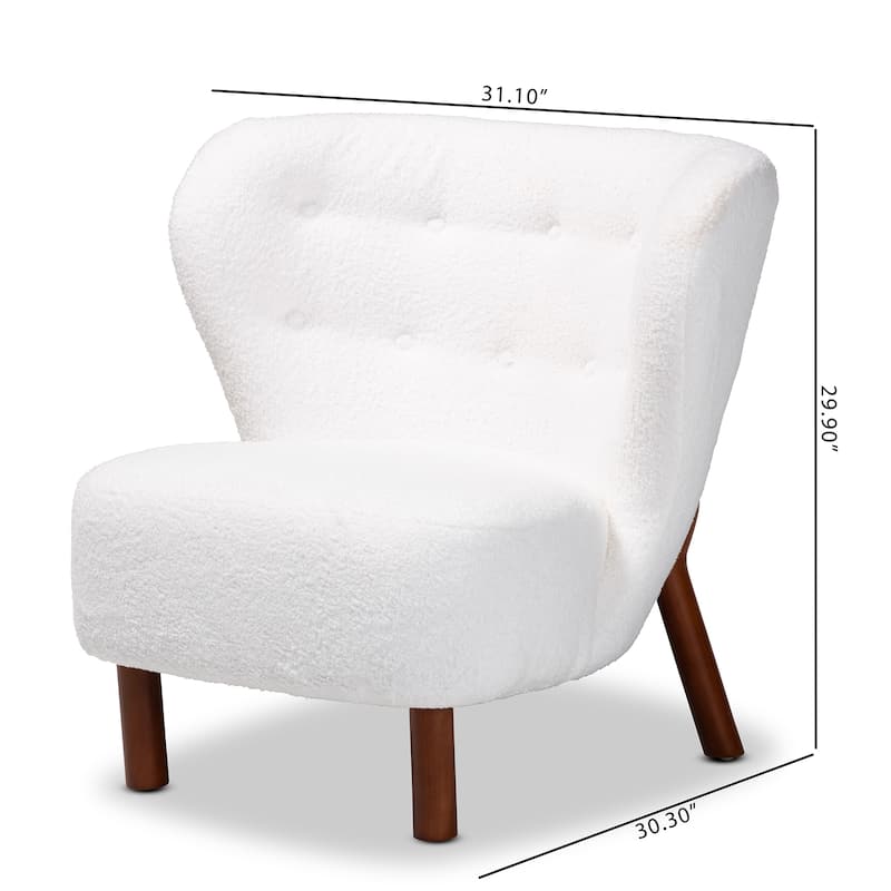 Cabrera Contemporary Boucle Upholstered Wood Accent Chair-White