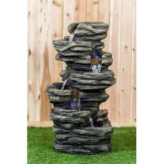 7 Level Slate Stone Fountain With Light