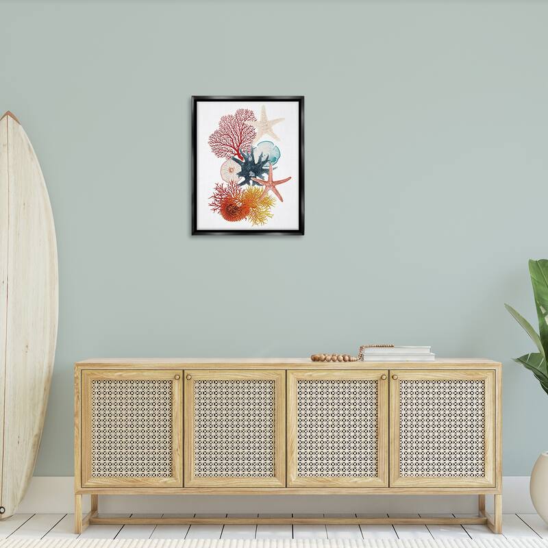 Stupell Coral & Undersea Creatures Framed Floater Canvas Wall Art Design By Ramona Murdock