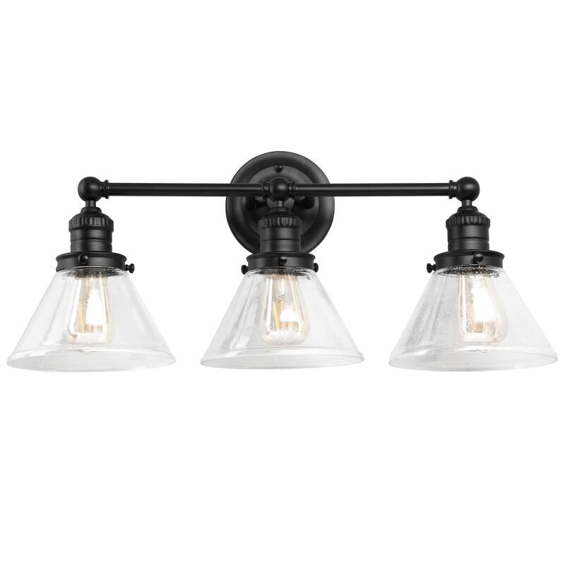 Augustin Transitional Indoor Dimmable 3-Light Bathroom Vanity Light Fixture - Matte Black