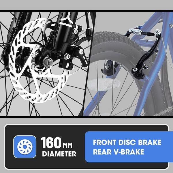 slide 2 of 8, Blue Kids Mountain Bike 7 Speed Teenager Children Kids' Bicycles Front Suspension Disc U Brake, 14 Inch Height Steel Frame Blue