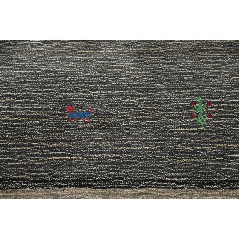 Gray Gabbeh Indian Rug Handmade Wool Carpet - 5'4" x 7'5"