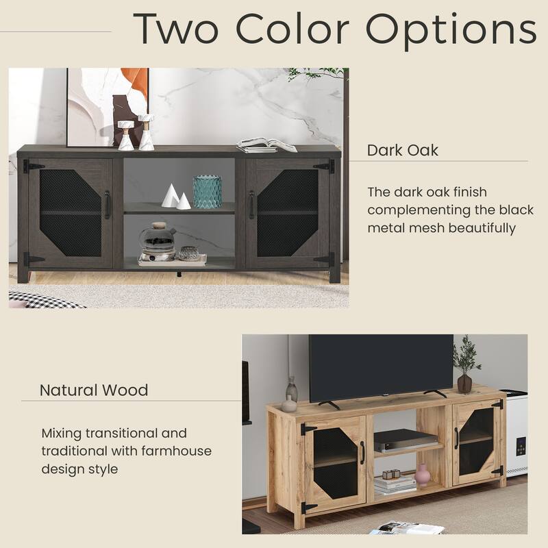 TV Stand for 65'' TV with Concealed Storage, Adjustable Shelves