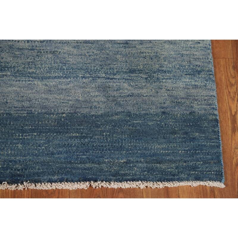Blue Gabbeh Oriental Square Rug Handmade Wool Carpet - 4'1"x 4'3"