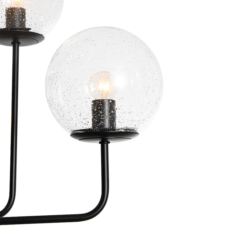 Modern 2-Tier Seeded Glass Globe Bubble Round Chandelier 27in Width