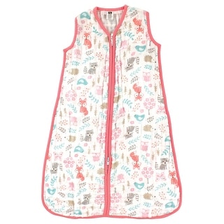 Hudson Baby Infant Girl Muslin Cotton Sleeveless Wearable Sleeping Bag, Sack, Blanket, Woodland Fox