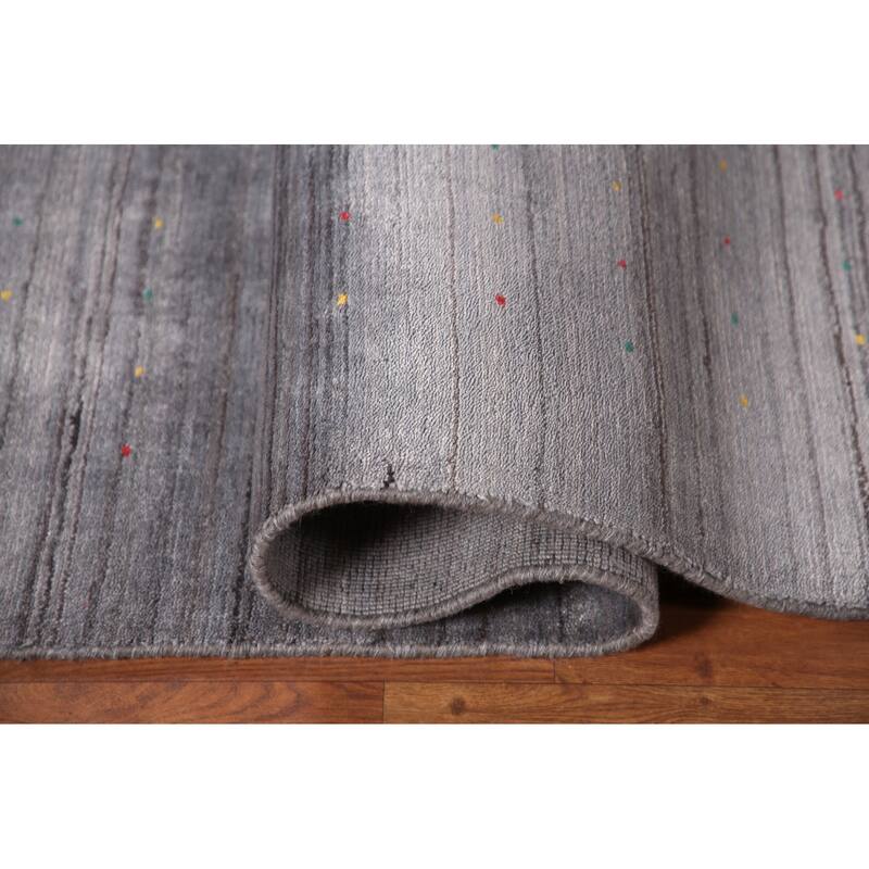 Gray Gabbeh Oriental Area Rug Handmade Wool Carpet - 8'2" x 9'8"