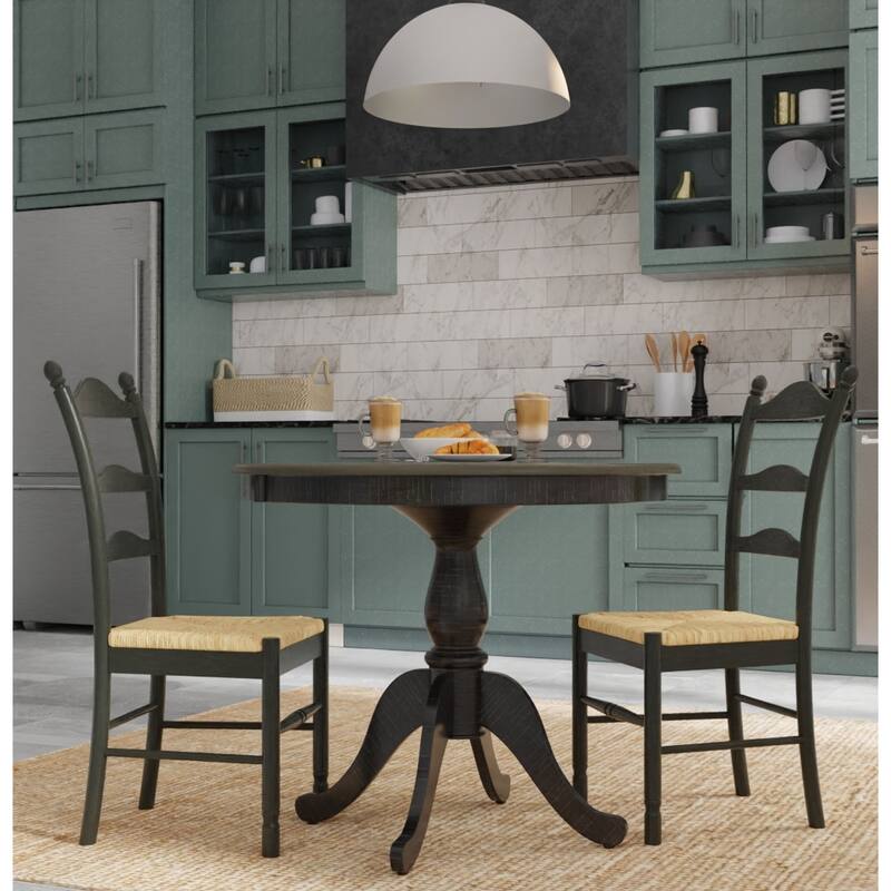 Solid Round Pedestal Dining Table - 36" - Espresso Brown