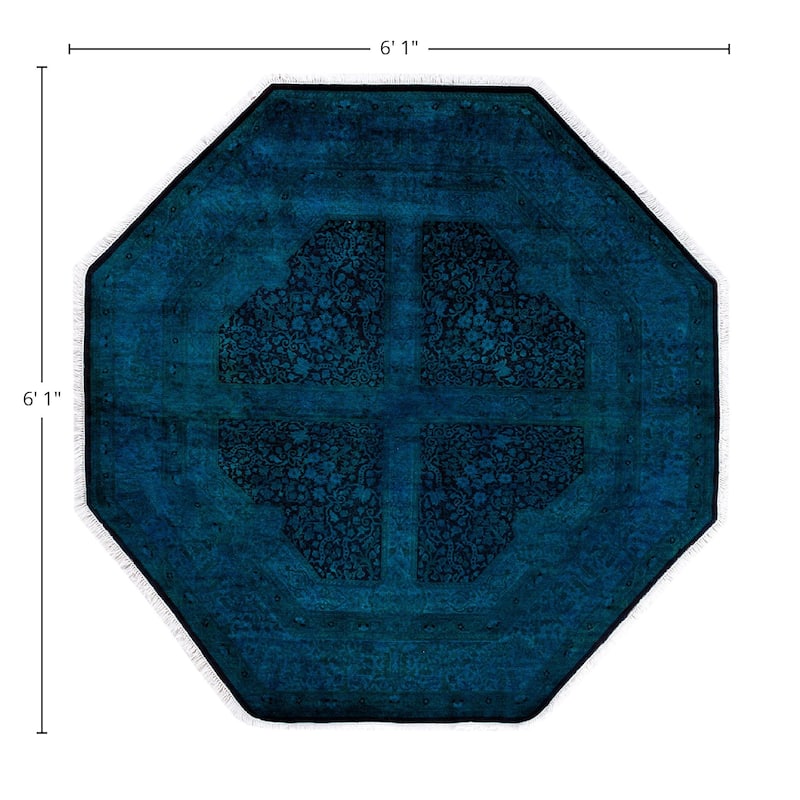 Fine Vibrance One-of-a-Kind Hand-Knotted Area Rug - Blue, 6' 1" x 6' 1" - 6' 1" x 6' 1"