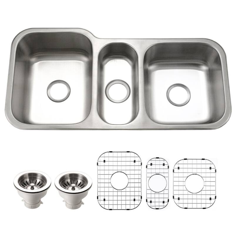 Houzer MGT-4120-C Medallion Gourmet 39-13/16" Undermount Triple Basin - Stainless Steel - Stainless Steel