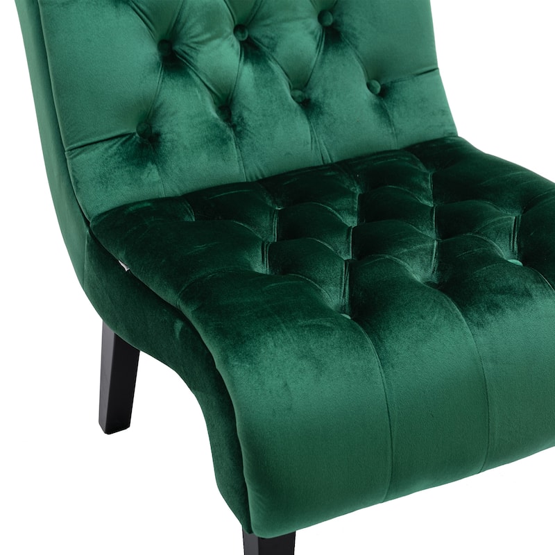 Green Modern 22.83" Upholstered Buttons Tufted Accent Chair with Wooden Legs for Living Room