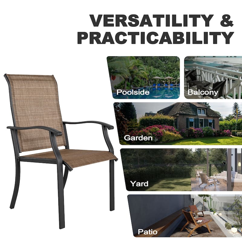 5-Piece Patio Ergonomic Textilene and Metal Dining Set with Umbrella Hole