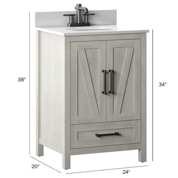 dimension image slide 2 of 2, 24" Single Bathroom Vanity with Lower Drawer
